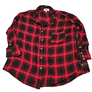 Trunk Plaid Button Down‎ Shirt Size M Red Black Grunge Lumberjack Alternative